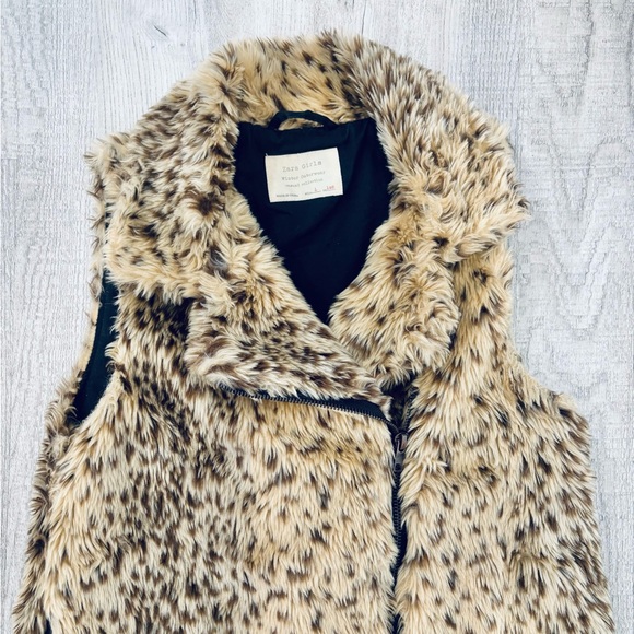 Zara Girls Animal Print Faux Fur Zip Outerwear Vest Size L - Picture 3 of 7